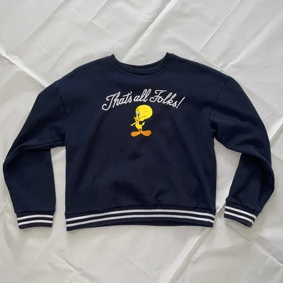 LOONEY TUNES | Tweety Bird navy fleece crew neck sweater - Picture 5 of 7
